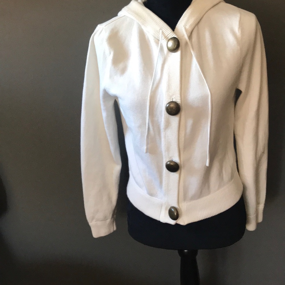 Ruff Hewn Women’s white Hoodie Button Sweater M